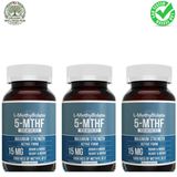 3-Pack L-Methylfolate 5-MTHF 15mg + Methyl B12 | Maximum Strength Active Folate | Brain, Mood & Heart Support | Lab Tested | Organic Wellness Hub