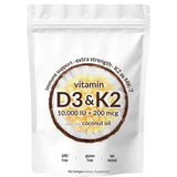 Vitamin D3 K2 10,000 IU 3-Pack | 900 Softgels | Lab Tested | Organic Wellness Hub