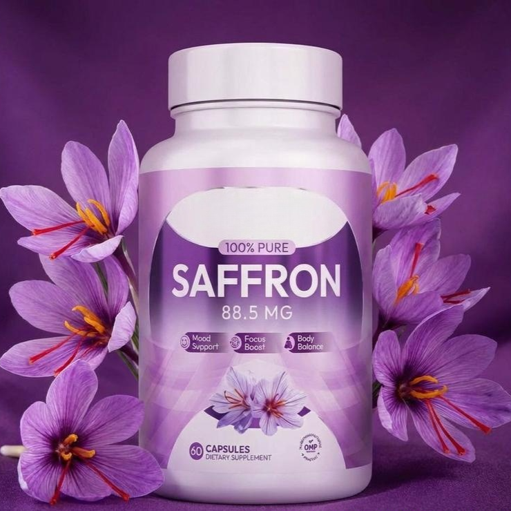100% Pure Saffron 88.5mg Capsules 60 Count - Mood, Focus & Daily Wellness Support Supplement | Organic Wellness Hub
