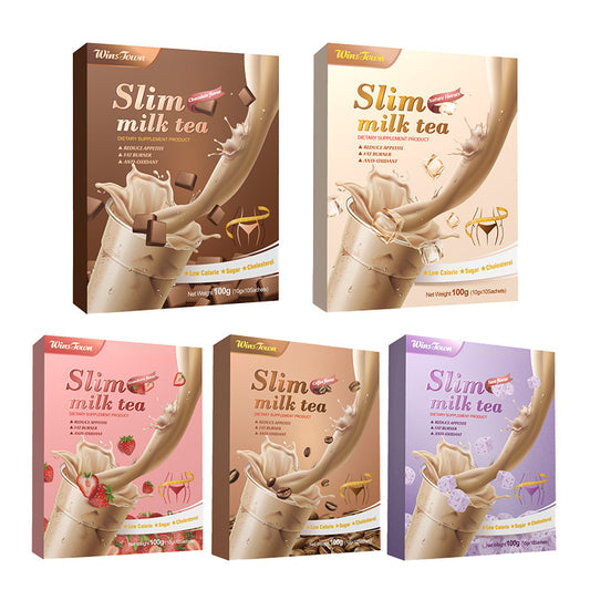WinsTown Slim Milk Tea - 10 Sachets (100g) | Appetite Reducer, Fat Burner & Antioxidant | Low Calorie, Sugar-Free, Cholesterol-Free | Nature Flavor Dietary Supplement