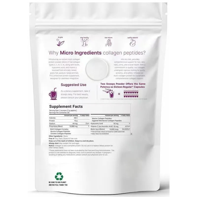 Multi Collagen Peptides Powder 3-Pack Bundle 6lb | Type I II III V X with Biotin Vitamin C & Hyaluronic Acid | GMO-Free Grass-Fed Pasture-Raised | Organic Wellness Hub