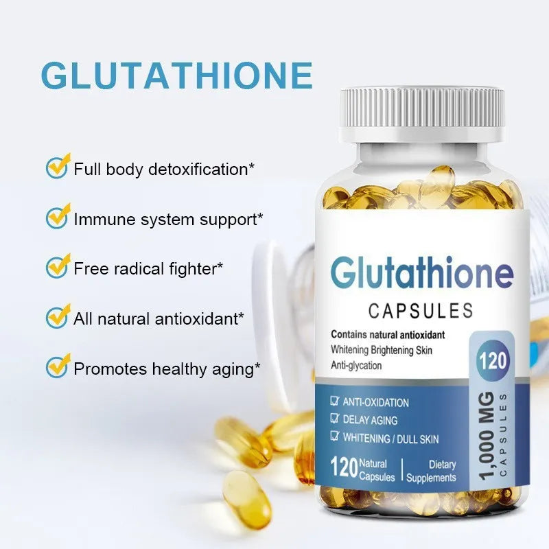 Glutathione Capsules 3-Pack Bundle 1000mg | Natural Antioxidant Skin Brightening Whitening Anti-Glycation & Anti-Aging | 360 Capsules | Organic Wellness Hub