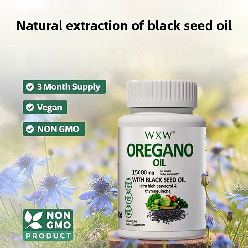 Oregano Oil 15000mg with Black Seed Oil | 60 Capsules | Lab Tested | Organic Wellness Hub