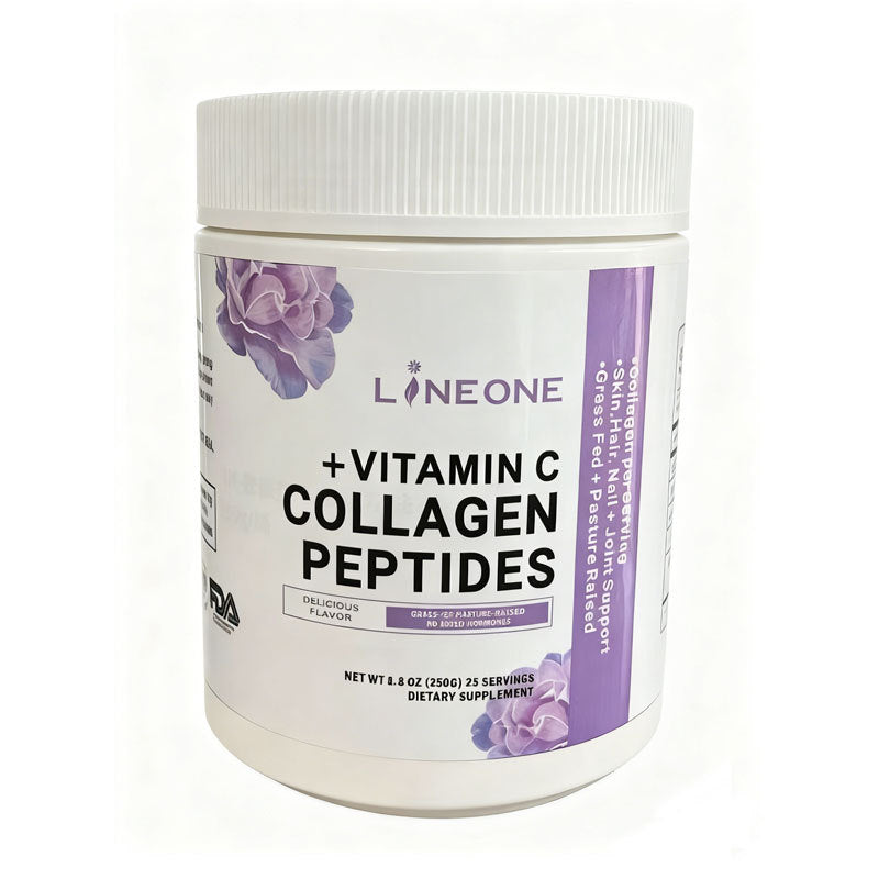 LineOne +Vitamin C Collagen Peptides 250g | Grass-Fed Pasture-Raised - Skin, Hair, Nail & Joint Support - No Added Hormones - Lab Tested | Organic Wellness Hub