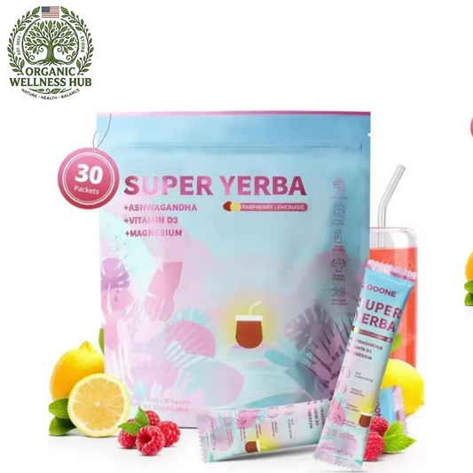 3 Pack BOOONE Super Yerba Mate Drink Mix – Raspberry Lemonade | Ashwagandha, Vitamin D3 & Magnesium | 3 x 30 Packets | 90 Total | Low Sugar Clean Energy | No Crash
