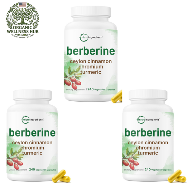 3 Pack Micro Ingredients Berberine with Ceylon Cinnamon, Chromium & Turmeric – 3 x 240 Vegetarian Capsules | 720 Caps Total | Blood Sugar & Metabolism Support