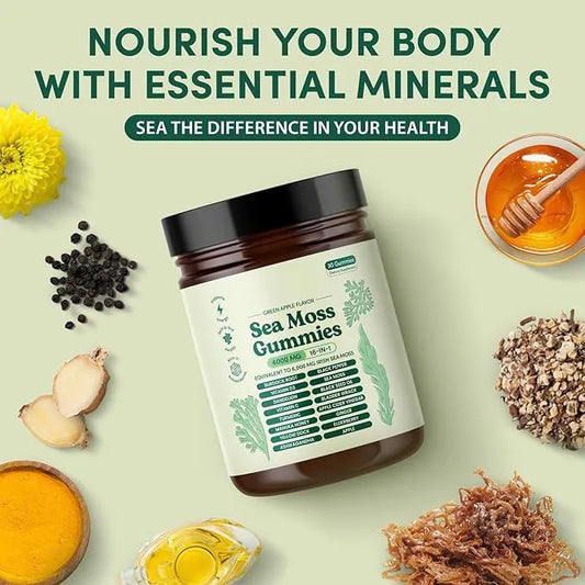 3-Pack Sea Moss Gummies 6000mg | 16-in-1 Irish Sea Moss Bundle with Burdock Root, Bladderwrack & Ashwagandha | 90 Gummies | Best Value – Organic Wellness Hub