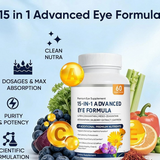 15-in-1 Advanced Eye Formula Supplement | Lutein, Zeaxanthin & Astaxanthin Eye Health Support 60 Veg Capsules | Organic Wellness Hub