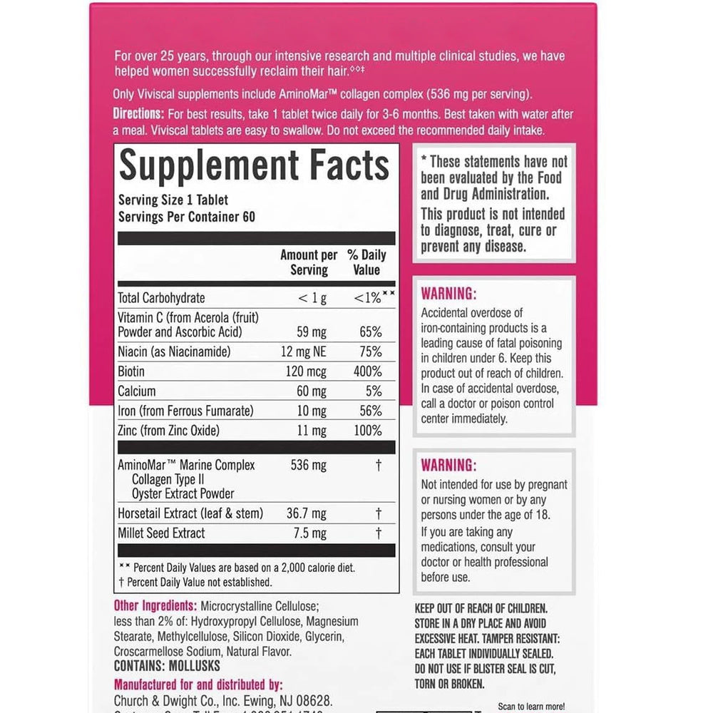 Hair Growth Supplement - 60 Tablets | Drug-Free Collagen Complex for Thicker, Fuller Hair