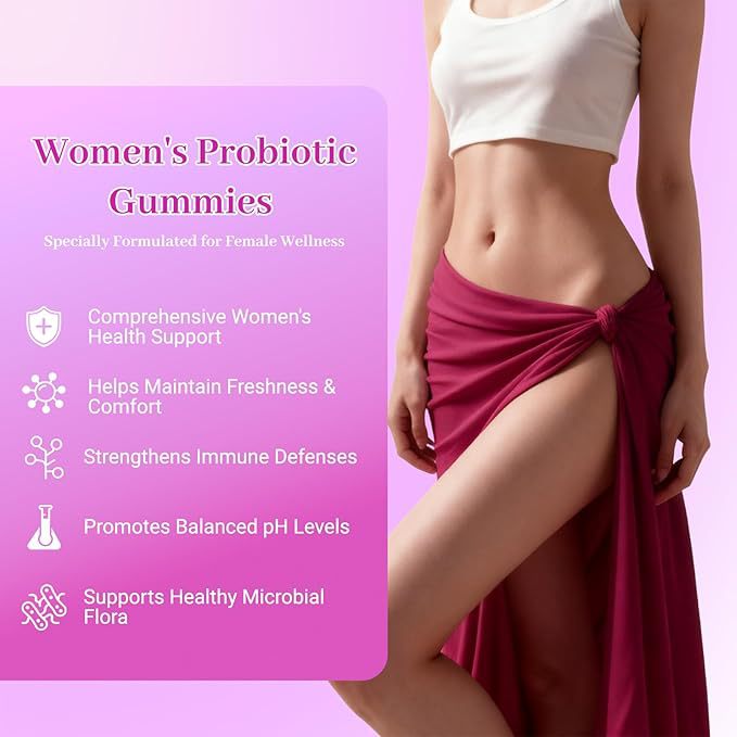 Women's Probiotic + Slippery Elm Gummies | Yeast Balance, pH Support & Vaginal Health | Pineapple Flavor | 60 Count