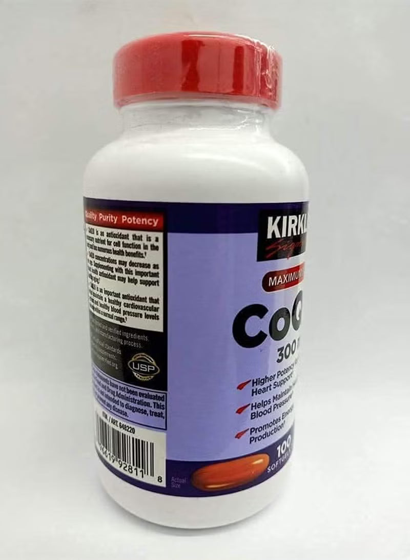 Kirkland Signature CoQ10 300mg 100 Softgels (3 Bottles) | USP Verified Heart Health & Energy Support | Organic Wellness Hub