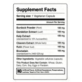 Lymphatic Complex 6-in-1 Capsules - Burdock, Dandelion, Kelp, Cleavers, Rutin & Bromelain | Organic Wellness Hub