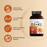 Vitamin D3 5000 IU + K2 100mcg Softgels - 240 Count | Coconut Oil Formula | Lab Tested & Quality Guaranteed | Organic Wellness Hub