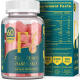 Hair Skin & Nails Gummies 60 Count | Biotin Beauty Supplement | Lab Tested | Organic Wellness Hub