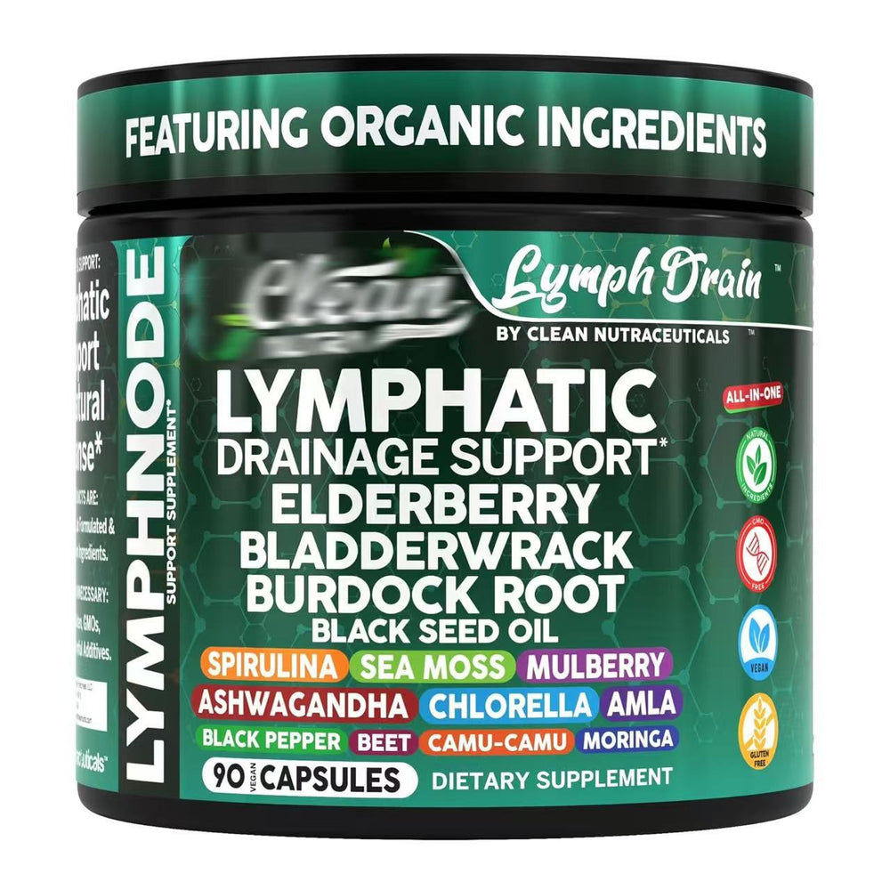 Lymphatic Drainage Support Supplement – Elderberry, Sea Moss, Burdock Root & Bladderwrack | 90 Vegan Capsules | Organic Wellness Hub