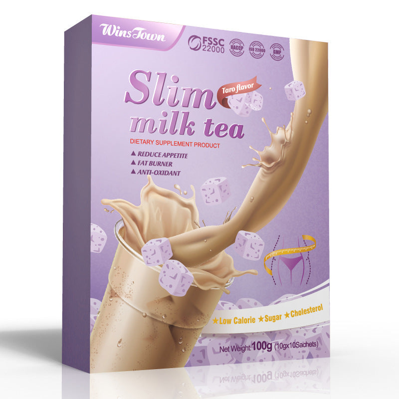 WinsTown Slim Milk Tea - 10 Sachets (100g) | Appetite Reducer, Fat Burner & Antioxidant | Low Calorie, Sugar-Free, Cholesterol-Free | Nature Flavor Dietary Supplement
