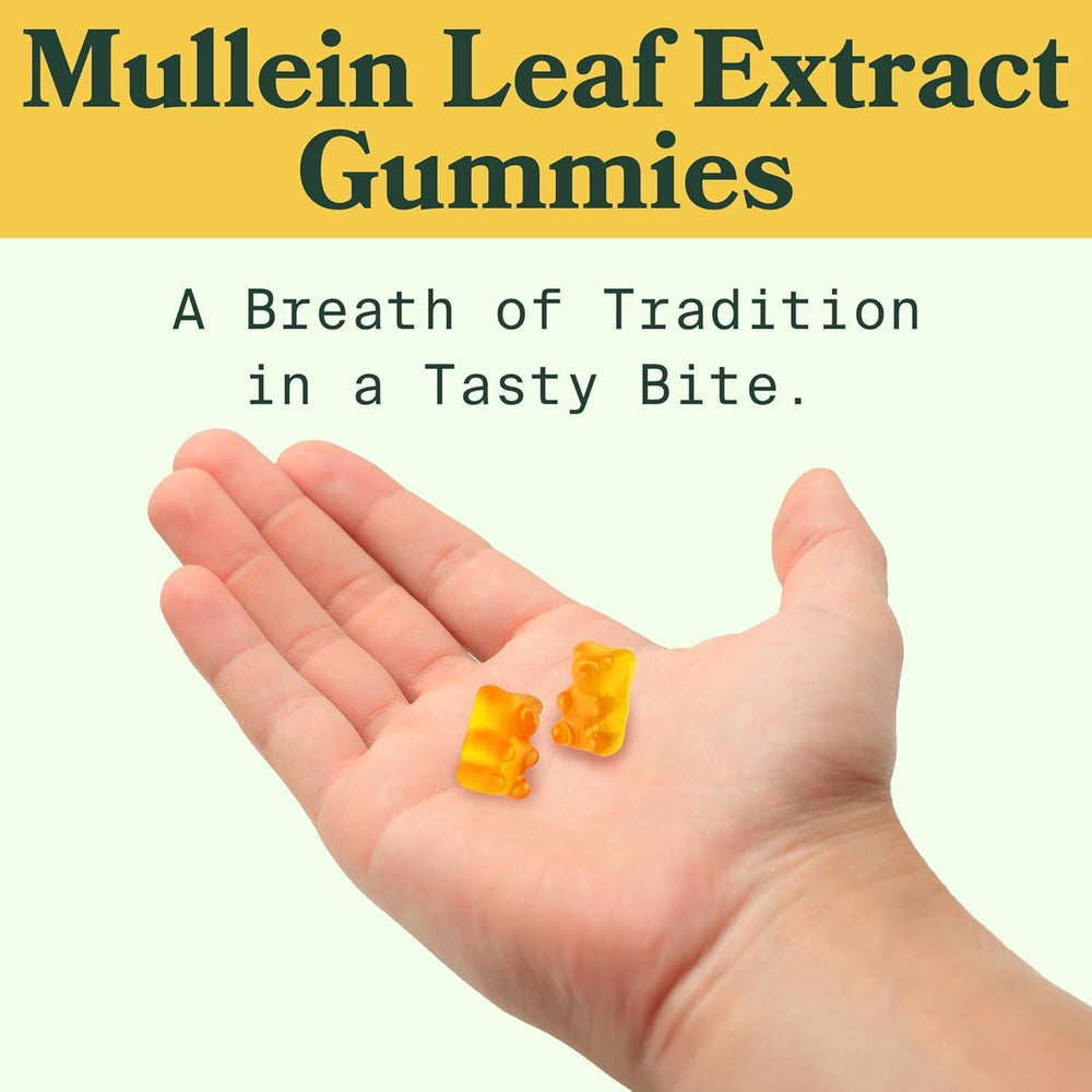 Mullein Gummies for Lung Support & Detox - Natural Pear Flavor Dietary Supplement 60 Gummies | Organic Wellness Hub