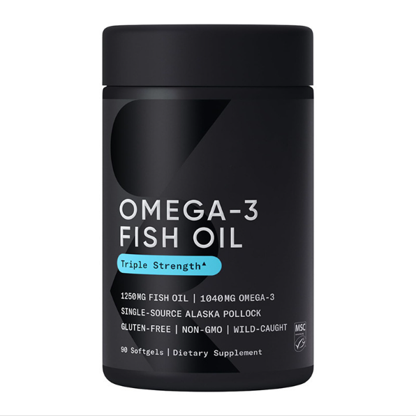 Omega-3 Fish Oil Triple Strength - 1250mg Wild-Caught Alaska Pollock | 90 Softgels | MSC Certified | Organic Wellness Hub