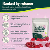 Probiotic Kombucha Gummies | Bloating Relief, Gut Health & Digestion Support | Prebiotic + Postbiotic | Berry Bliss | 30 Count