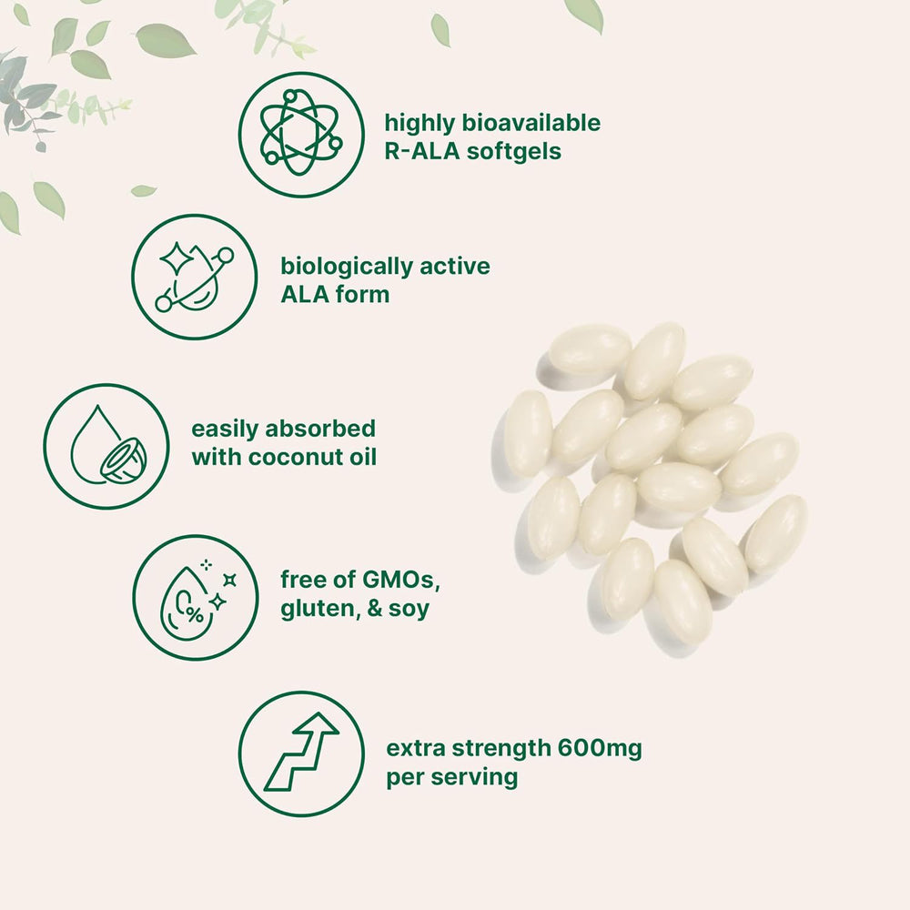 R-Alpha Lipoic Acid 600mg 300 Softgels | High Bioavailability Antioxidant Supplement | Organic Wellness Hub