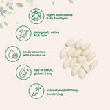 R-Alpha Lipoic Acid 600mg 300 Softgels | High Bioavailability Antioxidant Supplement | Organic Wellness Hub