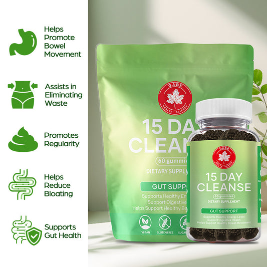 Gabe Health Science 15 Day Cleanse Gummies - Gut Support, Healthy Energy & Bowel Movement | 60 Gummies | Dietary Supplement | Organic Wellness Hub