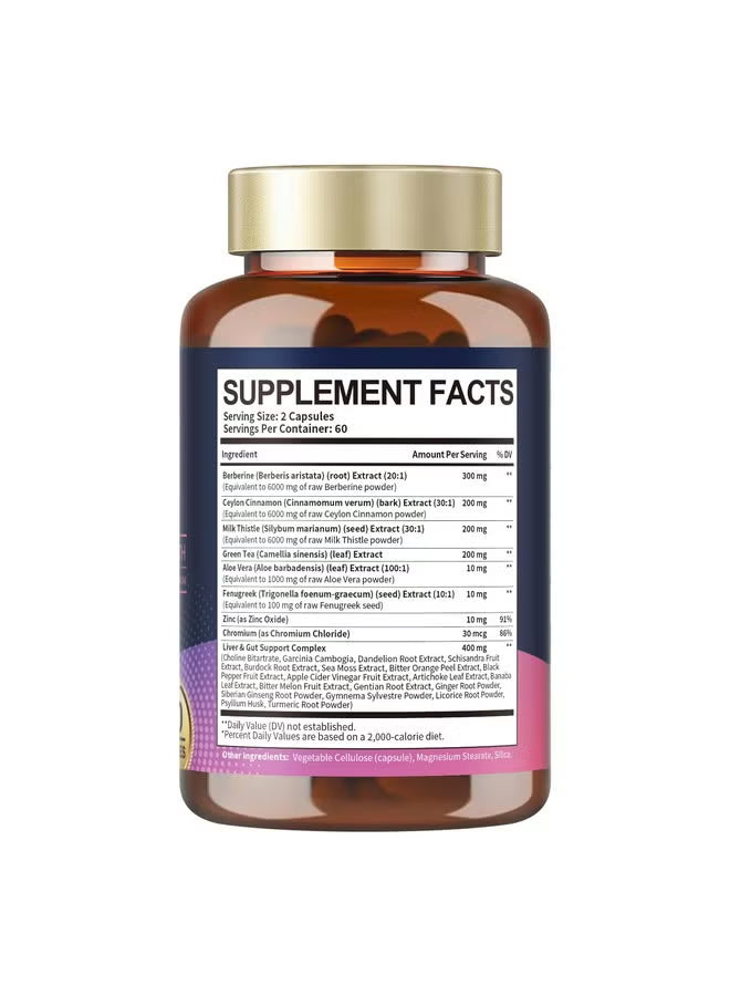 Totaria Health Berberine 27-in-1 with Ceylon Cinnamon & Milk Thistle – Liver & Gut Health Support | 120 Capsules | Organic Wellness Hub