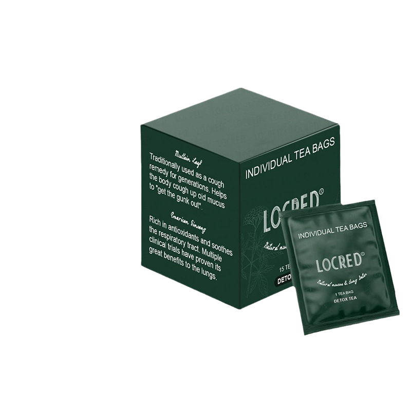 LOCRED Natural Mucus & Lung Detox Tea | Mullein Leaf & American Ginseng | Respiratory Support Herbal Tea ? 15 Individual Tea Bags