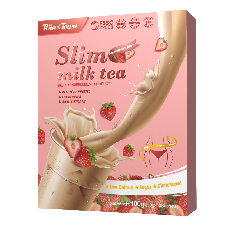 WinsTown Slim Milk Tea - 10 Sachets (100g) | Appetite Reducer, Fat Burner & Antioxidant | Low Calorie, Sugar-Free, Cholesterol-Free | Nature Flavor Dietary Supplement