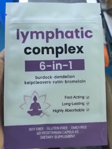 Lymphatic Complex 6-in-1 Capsules - Burdock, Dandelion, Kelp, Cleavers, Rutin & Bromelain | Organic Wellness Hub