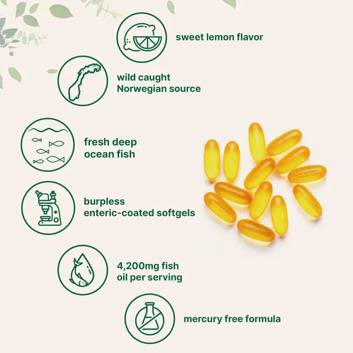 Triple Strength Omega-3 Fish Oil 4200mg (3-Pack) | 720 Softgels | 1200mg EPA + 900mg DHA | Organic Wellness Hub