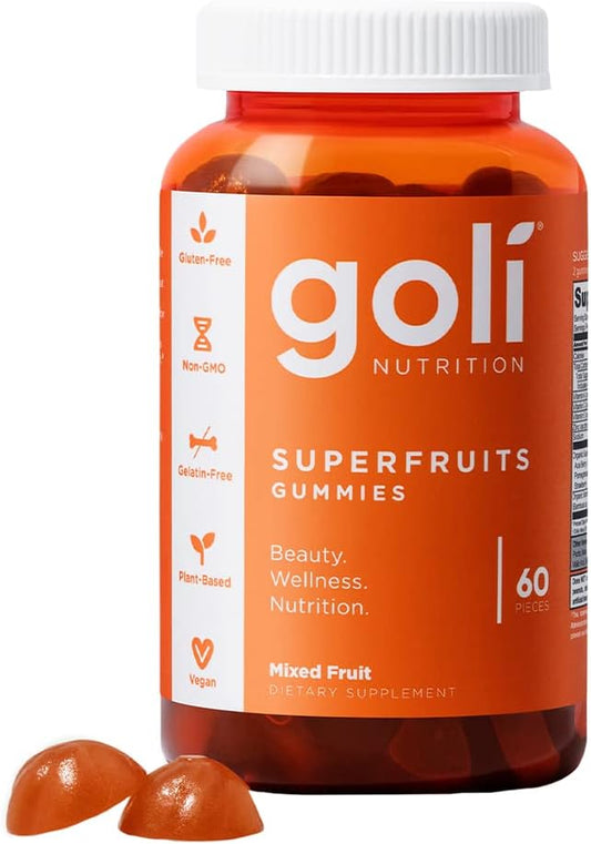 Goli Superfruits Gummies 3-Pack | Gluten-Free, Vegan, Non-GMO Beauty & Wellness Supplement — 180 Pieces