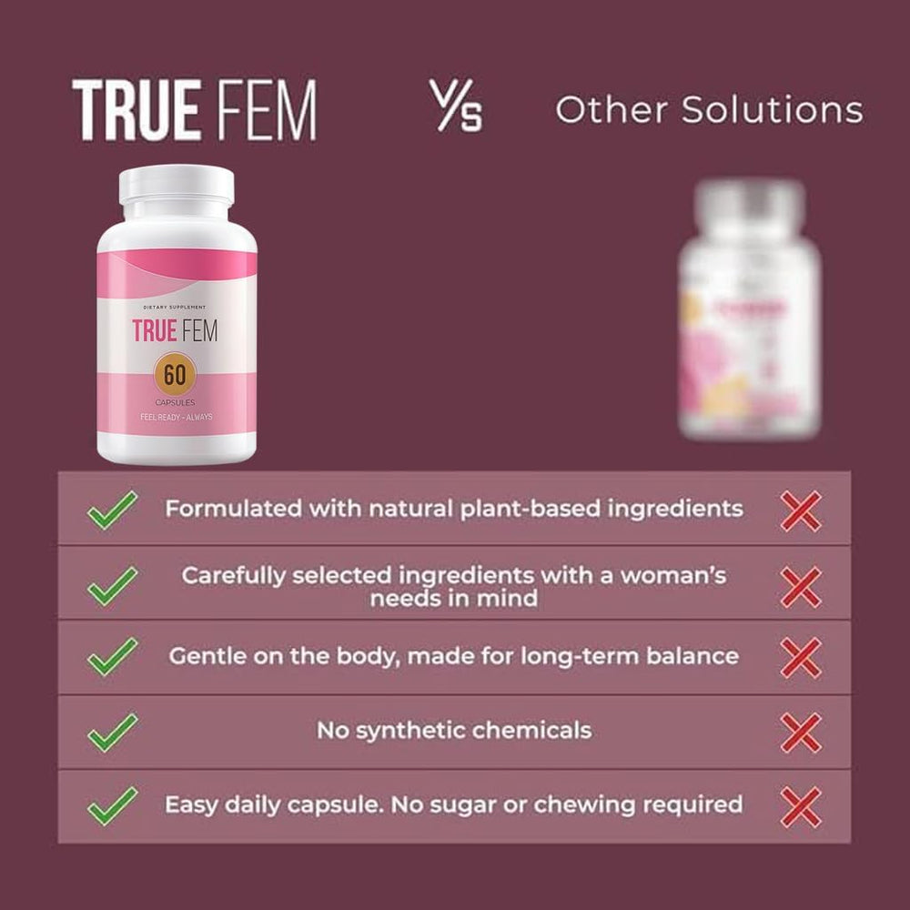 True Fem – Women's Daily Wellness Supplement | 60 Capsules | Feel Ready Always | Organic Wellness Hub