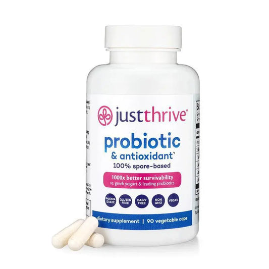 Just Thrive Probiotic & Antioxidant 3-Pack Bundle — 100% Spore-Based | 270 Veggie Caps | Best Value Gut Health Supplement | Lab Tested