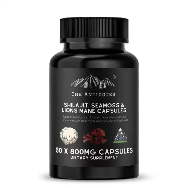 Shilajit Sea Moss & Lion's Mane Capsules 800mg - Brain, Energy & Daily Wellness Support | 60 Capsules | Organic Wellness Hub