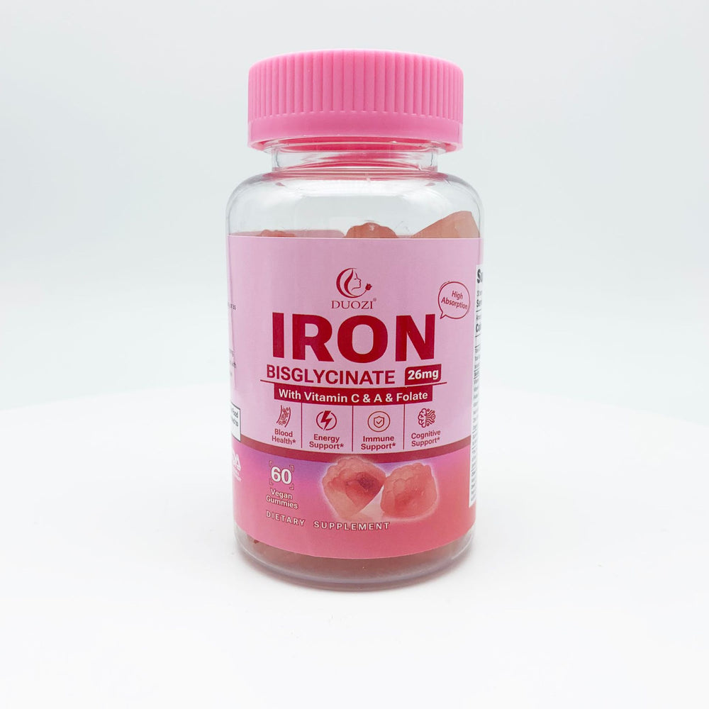 Iron Bisglycinate Gummies 26mg with Vitamin C, Vitamin A & Folate | 60 Vegan Gummies | Lab Tested | Organic Wellness Hub
