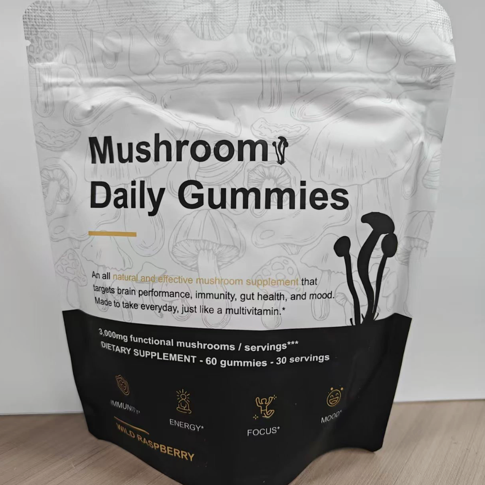 Mushroom Daily Gummies - 3000mg Functional Mushrooms for Brain, Immunity, Energy, Focus & Mood | Wild Raspberry | Organic Wellness Hub