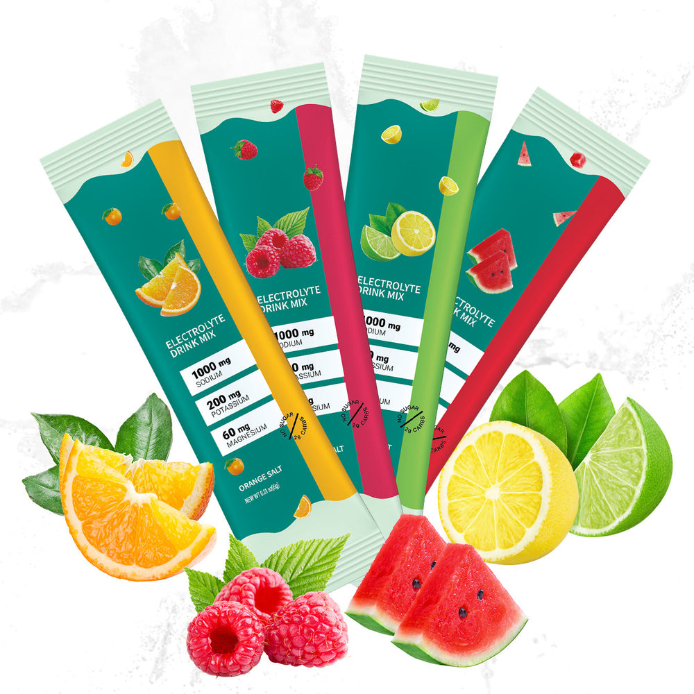 4 Flavors Electrolytes Drink Mix Variety Pack | Zero Sugar Hydration Powder | Lemon Lime, Raspberry, Orange & Watermelon | Organic Wellness Hub