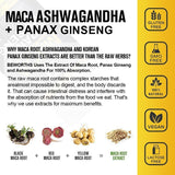 Maca Ashwagandha Panax Ginseng Capsules 120 Count -Energy, Stamina & Focus Support | Organic Wellness Hub