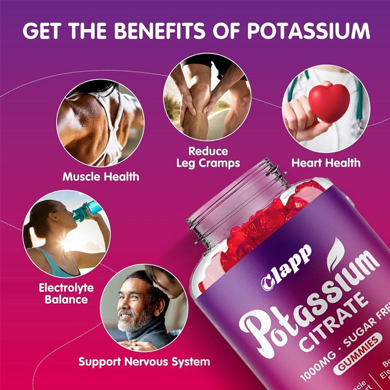 Clapp Potassium Citrate Gummies 1000mg Sugar Free | Electrolyte & Muscle Support | Lab Tested | Organic Wellness Hub
