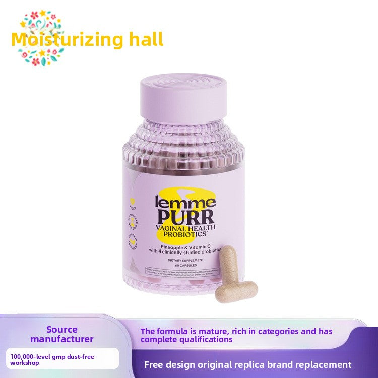 Lemme Purr Vaginal Health Probiotics | Pineapple & Vitamin C | 4 Clinically-Studied Strains | Vegan, Gluten-Free | 60 Capsules | Organic Wellness Hub