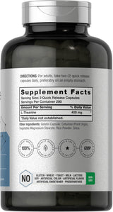 Horbaach L-Theanine 400mg | 400 Capsules | Non-GMO & Gluten Free | Calm Focus & Stress Relief Supplement | Organic Wellness Hub