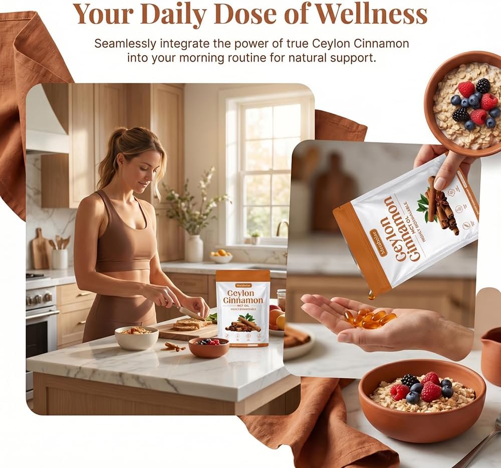 Metabolae Ceylon Cinnamon with MCT Oil Softgels 300 Count - High Potency Cinnamon Supplement | Organic Wellness Hub