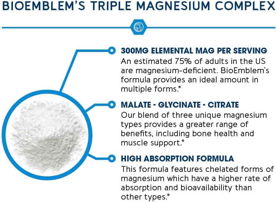 Triple Complex Magnesium 3-Pack | 300mg Malate Glycinate Citrate | 270 Veggie Caps | Organic Wellness Hub