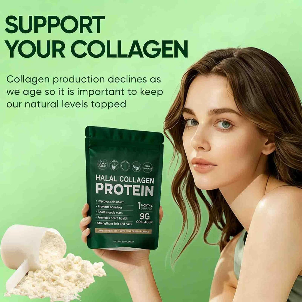 Halal Collagen Protein Powder 3-Pack Bundle 9g | Grass-Fed Non-GMO Type 1 & 3 | Skin Bones Muscle & Heart Health | 3 Month Supply | Organic Wellness Hub