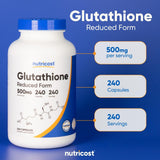 Nutricost Glutathione Reduced Form 500mg – 240 Capsules | Antioxidant Support Supplement | Organic Wellness Hub