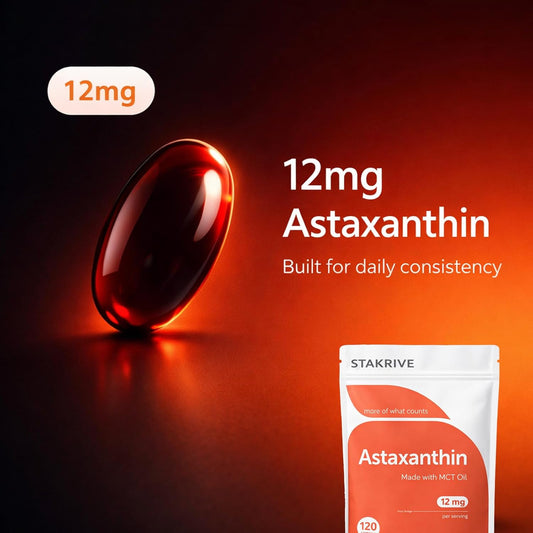 Stakrive Astaxanthin 12mg Softgels | Made with MCT Oil | Algae-Sourced Antioxidant Supplement | 120 Count | Lab Tested | Organic Wellness Hub