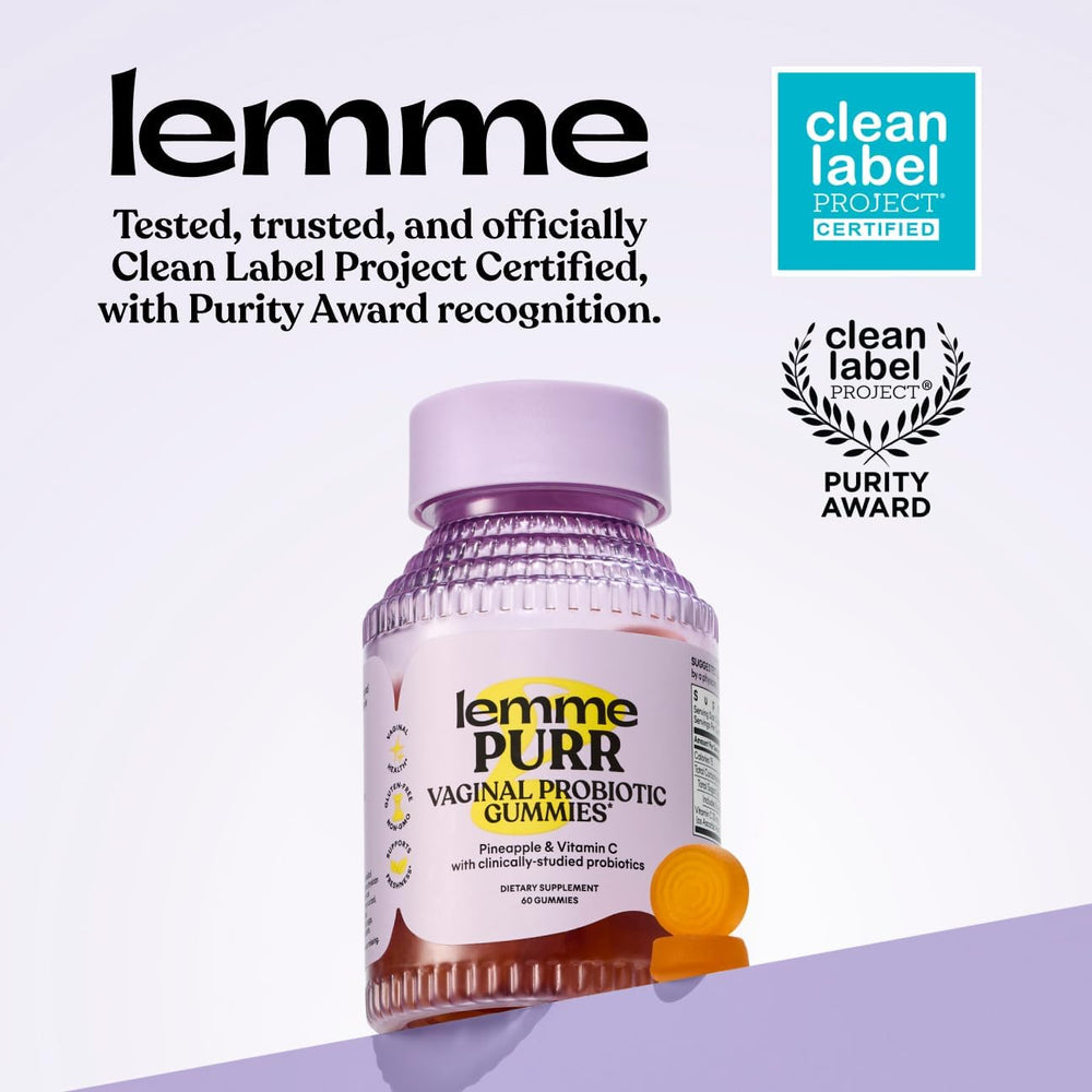 Lemme Purr Vaginal Probiotic Gummies | Pineapple & Vitamin C | Clinically-Studied | 60 Gummies