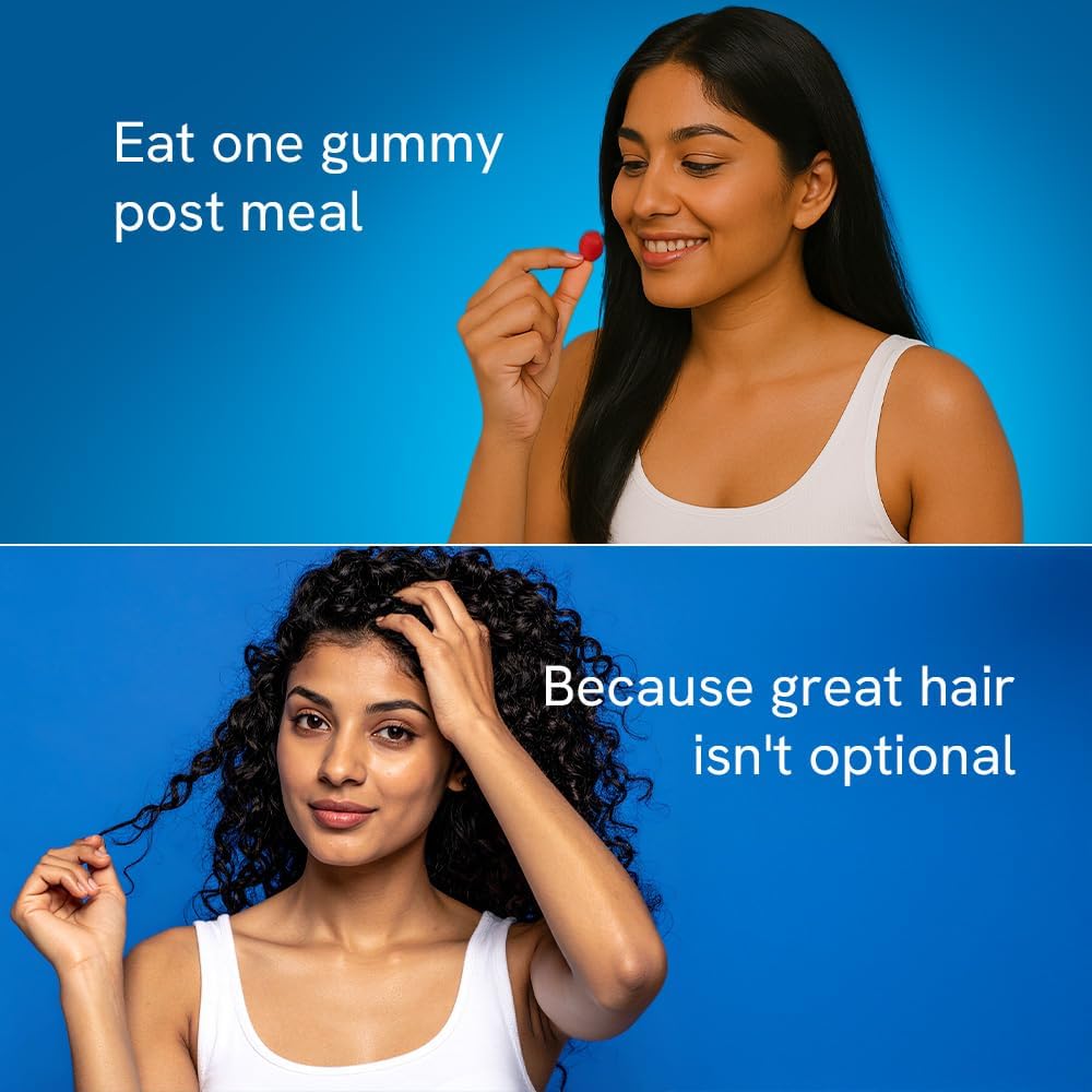 Be Bodywise Hair Health Gummies - Biotin, Multivitamins & Zinc for Hair Growth & Fall Control | No Added Sugar | 60 Gummies | Organic Wellness Hub