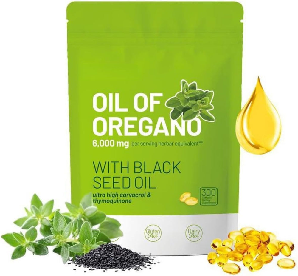 Oil of Oregano 6000mg with Black Seed Oil – Set of 3 (900 Softgels) | Ultra High Carvacrol & Thymoquinone | Lab Tested | Organic Wellness Hub